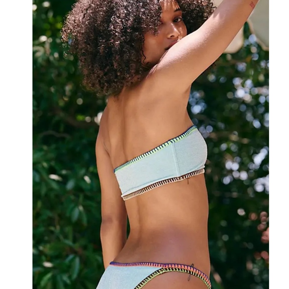 FREE PEOPLE X It's Now Cool The Lurex Diy Bandeau Bikini Top XL NWT
